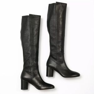 NWOB Women’s Stuart Weizman Eloise 75 Black Tonal Smooth Leather Boots sz 9.5 W